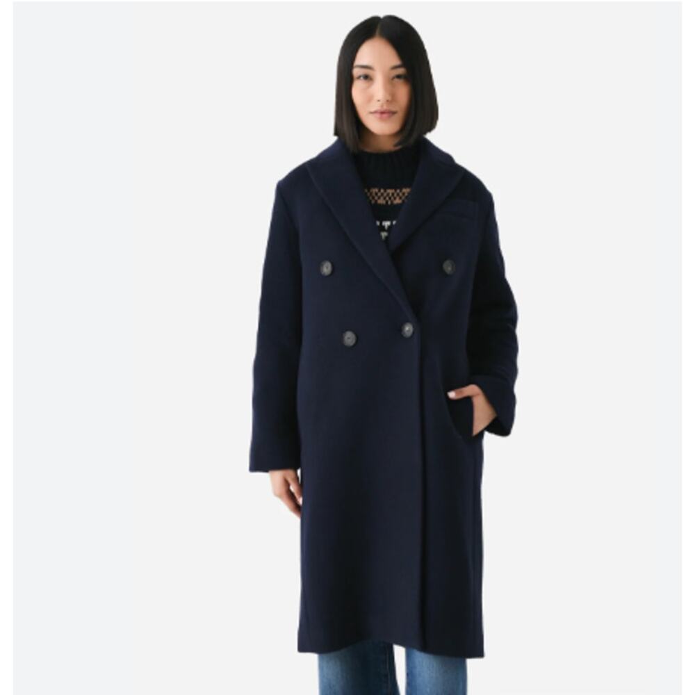 Vince. Double Breasted Wool Blend Coat Size L Luxury Executive City Career Black